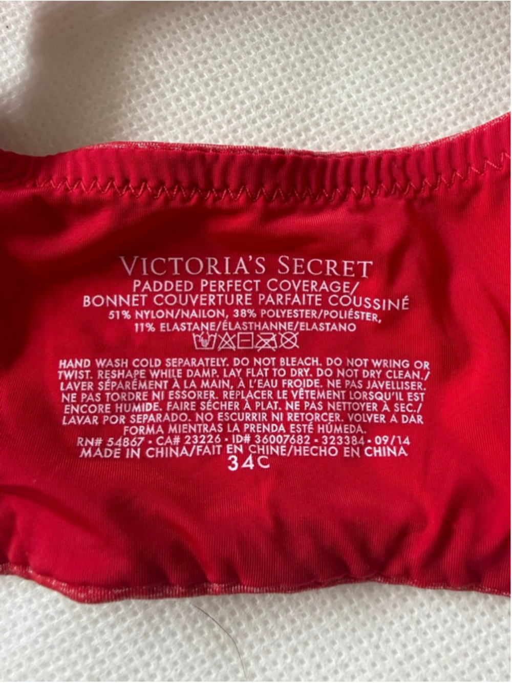 VS Victoria's Secret Padded Perfect Coverage RED Bra Size 34C - Picture 5 of 7
